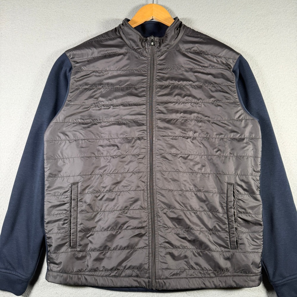 FootJoy Mens Hybrid Golf Jacket Navy Charcoal Quilted Full Zip Size Large 25210